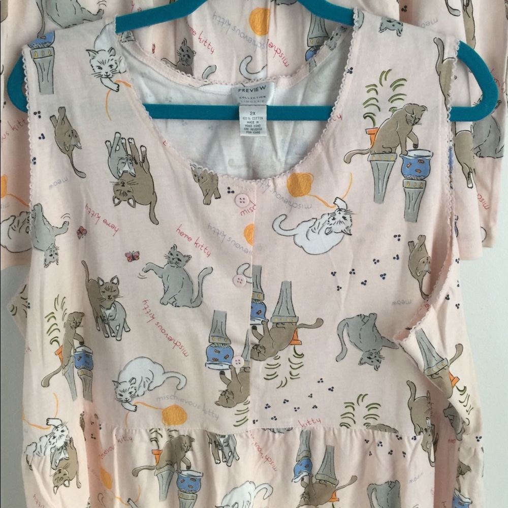 🆕Nordstrom | Cat Lover 2 Piece PJ Set Shorts Top - Picture 5 of 6